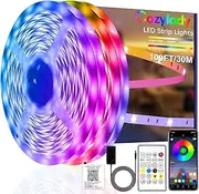 Bluetooth LED Strip Lights 30m, Cozylady 100ft LED RGB LED Light Strips Music Sync Color Changing APP Control Flexible String Lights for Home Kitchen Bar Bedroom Decor, Children's Room Decorations