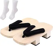 [kowaku] Japanese Wooden Clogs, Slippers Indoor Outdoor Shoes, Traditional with Tabi Socks Japan Shoes Sandals for Beach Travel