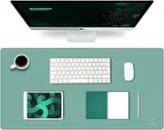 K KNODEL Leather Desk Mat, Office Desk Pad, Large Mouse Pad, Keyboard Pad, Computer and Laptop Mat for Desk, Desk Protector, Desktop Mat for Writing, Desk Blotter and Cover (80x40cm, Green)