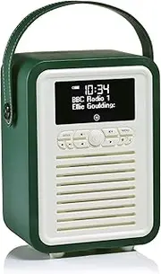 VQ Retro Mini DAB/DAB+ Digital and FM Radio with Bluetooth and Alarm Function - Emerald Green