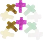 [TEHAUX] Cross Shaped Crystal Jewelry Charms 10pcs Small Charms for Necklace Bracelet and Keychain Making