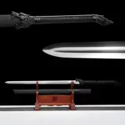 Straight Tiger Sword Two Handed Double Edged Blade Battle Ready Warrior Steel