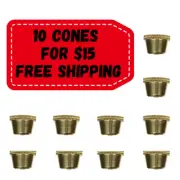 10x Small Brass Cone Pieces - Bonza Bucket Smoking Billy Metal Cones