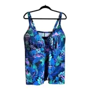 SWIMSUITS FOR ALL BUILT IN BRA TAKINI SWIM TOP WOMEN SZ 46DD TROPICAL PRINT NEW