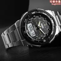 在飛比找露天拍賣優惠-新款男士多功能戶外運動手錶雙顯時尚防水鋼帶黑科技男錶秒錶計時
