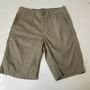 Jonnie O Men’s Tan Khaki Bermuda Shorts Size 30 Waist West Coast Prep Flat Front