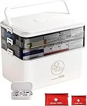 3-Tier Medicine Storage Box,Portable Medicine Organizer. Multipurpose Storage Box with Handle for Home & Travel, Ideal for Emergency First Aid (white)