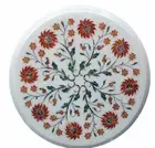 12" round White Marble Corner Table Top Mother of Pearl Inlay Work Coffee Table