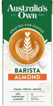 Australia's Own Barista Almond Milk 1L Barista Milk For Coffee Latte Espresso AU