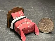 Dollhouse Miniature Bed Red D 1:48 Quarter inch scale 1/4 F182 Dollys Gallery