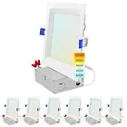 Luxrite 6 Inch Slim Square LED Recessed Light 15W 5CCT 2700K-5000K 1400LM 6-Pack