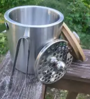Lily's Home Stainless Steel Ice Bucket With Bamboo Lid Tongs and Strainer - New!