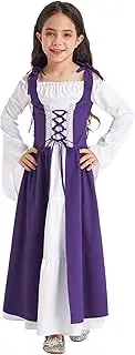 [Loodgao] Kids Girls Medieval Renaissance Princess Costumes Vintage Costume Witch Vampire Halloween Party Outfits Purple 10 Years