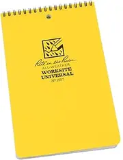 Rite in the Rain All-Weather Top-Spiral Notebook, 5 1/2" x 8 1/2", Yellow Cover, Universal Pattern (No. 158) Worksite: Universal Yellow