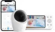 Eufy Security Baby Monitor E20 with 2K HD Camera, 5'' 720P Display, Hybrid Wi...