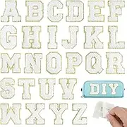 26Pcs White Chenille Letters A-Z, Self Adhesive Chenille Letter Patches for Fabric Clothing