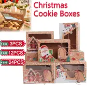 3-24PCS Christmas Cookie Candy Boxes Baking Gift Box Holiday Christmas Treat Box