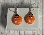 Exclusive Sexy Dangling Orange M & M's Ear Rings on Hooks