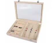 Multi-Fu tion Slot Jewelry box with glass lid, Velvet Glass Jewellery Trays Box for Display and storage, Jewelry Organizer Ca for Necklace, Bracel