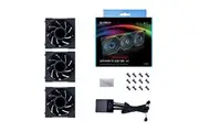 Lian-Li UNI FAN TL LCD 120mm Reverse Blade ARGB PWM Fan Black - 3 Pack With Controller [12RTLLCD3B]