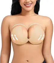 [CYDREAM] Sticky Adhesive Strapless Bra for Full-Chested Women Invisible Push up Silicone Bra Plus Size for Backless Dress