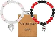 2pcs Matching Friendship Bracelets, Magnetic Heart Bracelet Anime Matching Bracelets Love Couple Bracelets With Card Cute Relationship Bracelets Couple Jewelry Bracelet for Women Men Gift, Medium,