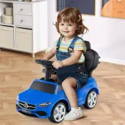 Costway3-in-1 Ride on Push Car with Adjustable Canopy and Steering Push Bar-Navy