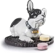 LLADRÓ French Bulldog with Macarons Dog Figurine. Porcelain Bulldog Figure.
