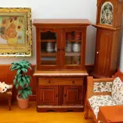 1/12 Dollhouse Bookcase Study Decor Wood Double Doors Miniature Display Rack