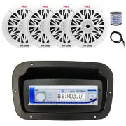 Dual Marine Receiver,Spa Bezel,Adapter, Antenna,Wire, 4x 8'' 300W White Speakers