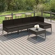 Patio Sets 6 Piece Garden Lounge Set with Cushions Poly Rattan Grey