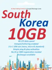 South Korea Travel - 10 days 10GB data SIM card 4G/LTE SK Telecom network