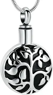 DOTUIARG Tree of Life Cremation Jewelry for Ashes of Loved One Engravable Memorial Urn Necklace Pendant Keepsake Holder