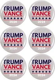 [Mad Mags] Trump Vance 2024 Buttons, Presidential Campaign Pin, Republican Accessory for Parades and Rallies, 2.25 Inches (Pack of 6), Plastic, no gemstone