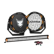 LIGHTFOX OSRAM 9" LED Driving Lights + 30" Dual Row LED Light Bar + Wiring Kit