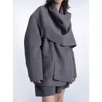 在飛比找ETMall東森購物網優惠-圍巾領廓型高級感披肩斗篷大衣2023冬新品設計感雙面羊絨毛呢