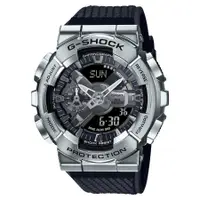 在飛比找PChome商店街優惠-CASIO/ G-SHOCK/ 強悍金屬雙顯膠帶錶-黑銀/ 