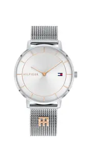 Tommy Hilfiger Tea Silver Case White Face Silver Mesh Band Watch 1782288