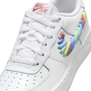 NIKE AIR FORCE 1 LOW GS Rainbow Swoosh 彩虹編織 白 女鞋 FQ4948-100