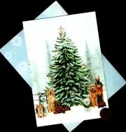 HTF CHRISTMAS Dogs Dachshund Schnauzer Corgi Labrador Retriever - Greeting Card