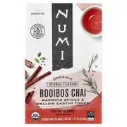 Numi Tea, Organic Herbal Teasan, Rooibos Chai, Caffeine Free, 18 Non-GMO Tea Bags, 1.71 oz (48.6 g)