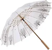 Chinese Style Umbrella Classic Extra Large Straight Stick Umbrella Canopy Vented Golf Umbrella with Bamboo Handle