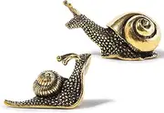 qumHmup Snail Statue 2pcs,Mini Retro Pure Copper Snail Figurine Sculpture Decor,Outdoor Pond Garden Snail Figurine Brass Snail,Tea Pet Home Decoration for Living Room