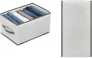 YXTKJ 2Pcs Wardrobe Clothes Organiser Box,7 Grids Foldable Home Storage & Closet Organisation with Handles,Washable Clothing Storage Box For Jeans, T-Shirts, Dress,Pants,Socks