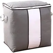 1/4x 90L Water Resistant Thick Over Size Storage Bag Clothes Quilt Blanket Storage Bag Charcoal Bamboo Organizer Zipper Box Under Bed Storage