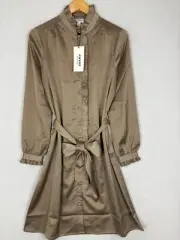 Aware Vero Moda Womens Dress Size Medium Adjure Button Front Belted Ruffle NWT