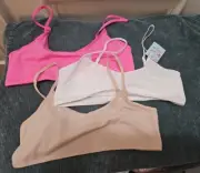 Girls' 3pk Cotton Cami Bra - Cat & Jack™ Pink/White/Beige - XL
