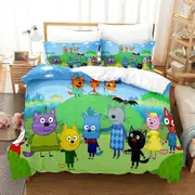 v170 Bed Sheets Cartoon Kid-E-Cats Bedding Set,Duvet Cover Comforter Bed Set Quilt Cover Pillowcase,King Queen Twin Size Boys Girls Adults 3-Piece Bed