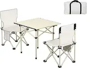 UYSOFRCV Folding Camping Table with Oxford Cloth Chairs Set, Outdoor Lightweight Folding Beach Table Easy to Carry with Carry Bag for Outdoor, Hiking, Travel,50 * 50 * 50cm
