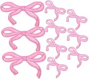 DOITOOL 10pcs Pink Bow Iron Patches Cute Cartoon Embroidery Appliques for Clothes Jackets Pants Backpacks DIY Craft Embellishments for Fashionable Personalization